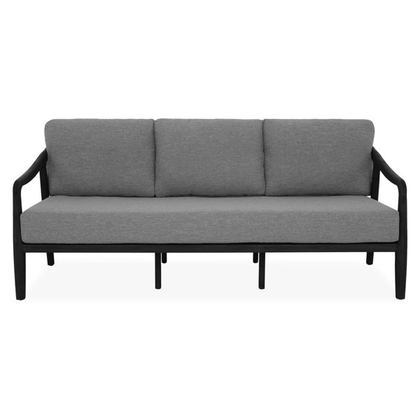 Ebern Designs Leggon 196Cm Wide Outdoor Teak Garden Sofa with Cushions
